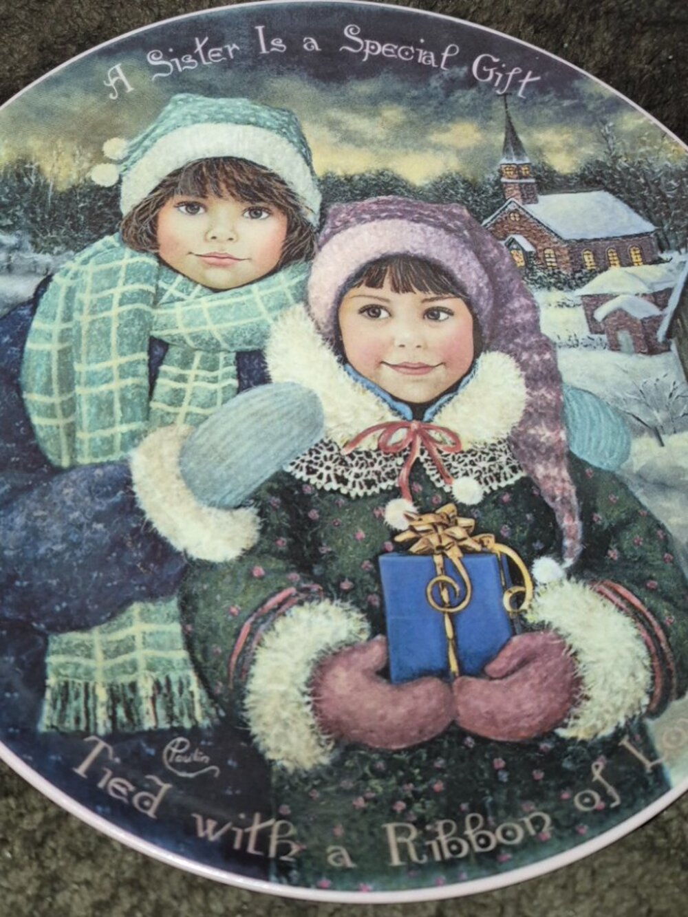 Vintage 1996 Bradford Exchange Porcelain Collector Sisters Plate Chantal Poulin